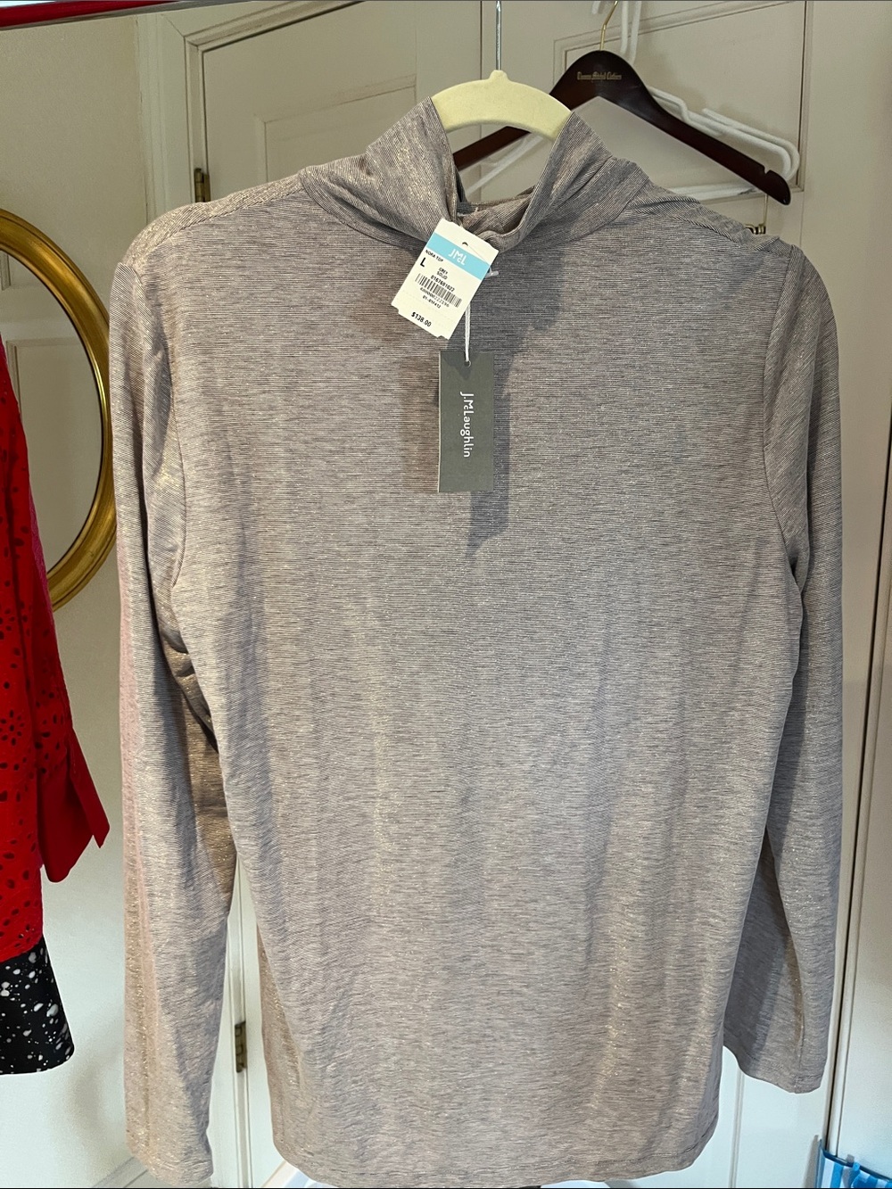 J. McLaughlin metallic grey ladies turtleneck
